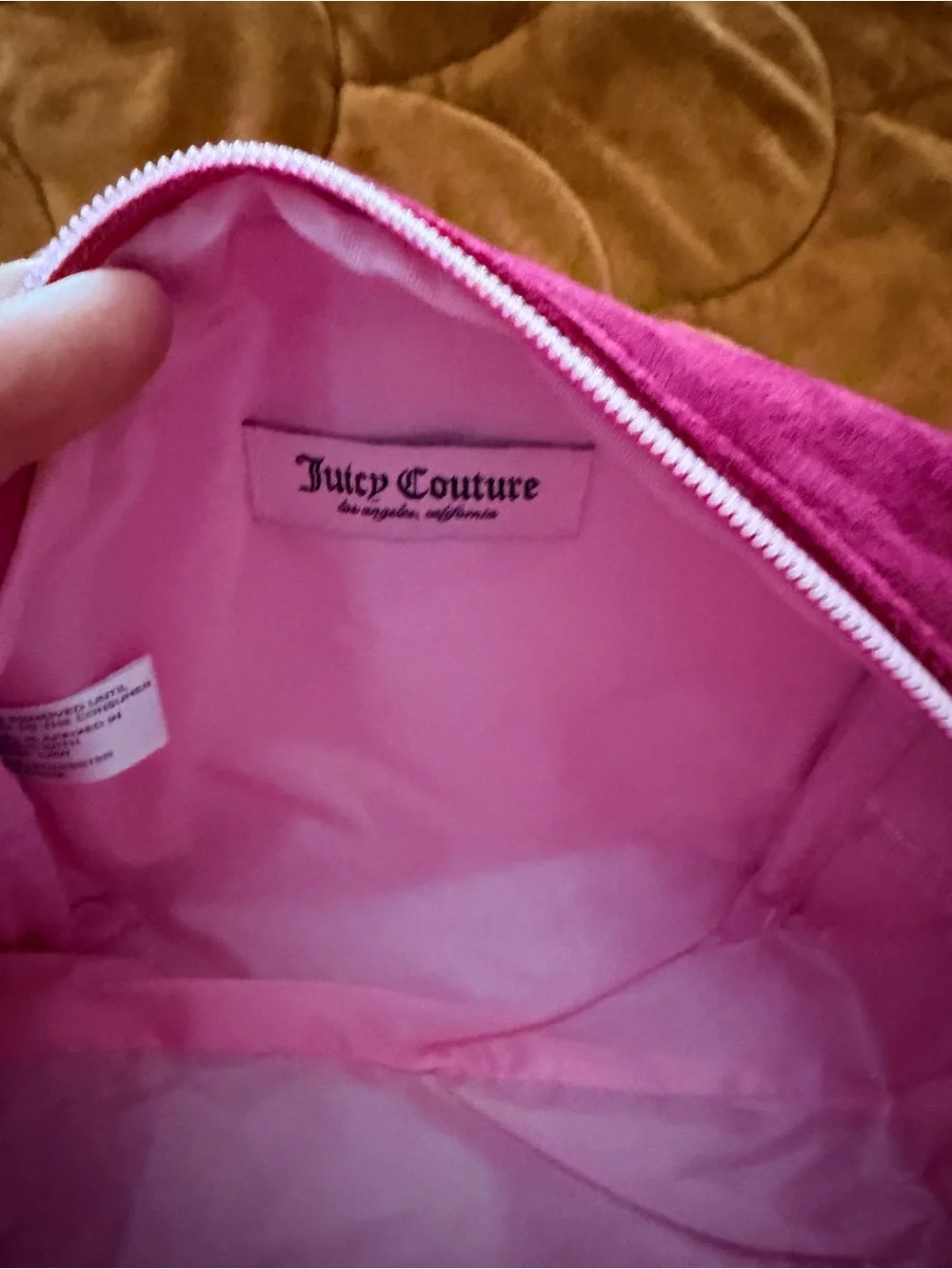 Juicy Couture “Loseth Not Thy Cool” Pink Velour Travel Cosmetic Bag Set NEW